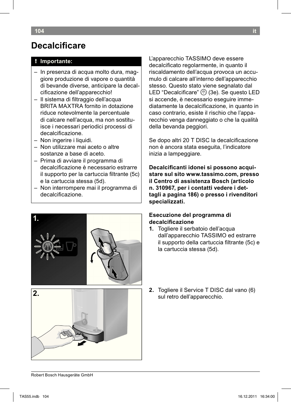 Decalcii!care | Bosch TASSIMO Multi-Getränke-Automat T55 TAS5544 linen white weiß User Manual | Page 106 / 190
