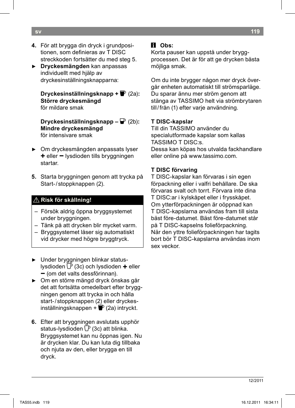 Bosch TASSIMO Multi-Getränke-Automat T55 TAS5544 linen white weiß User Manual | Page 121 / 190