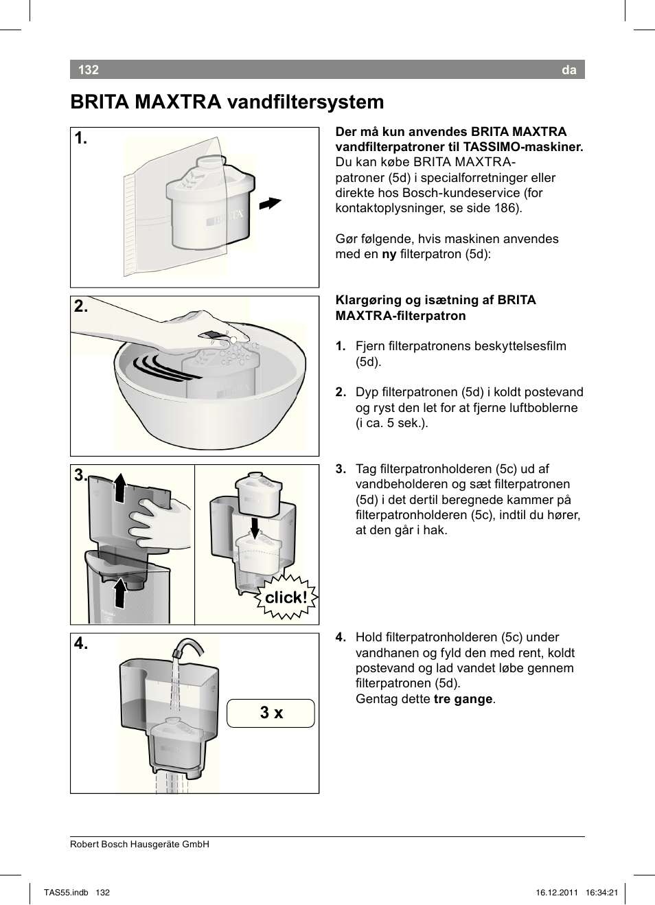 Brita!!maxtra!vandi!ltersystem, 2. 3. 4. 3!x | Bosch TASSIMO Multi-Getränke-Automat T55 TAS5544 linen white weiß User Manual | Page 134 / 190