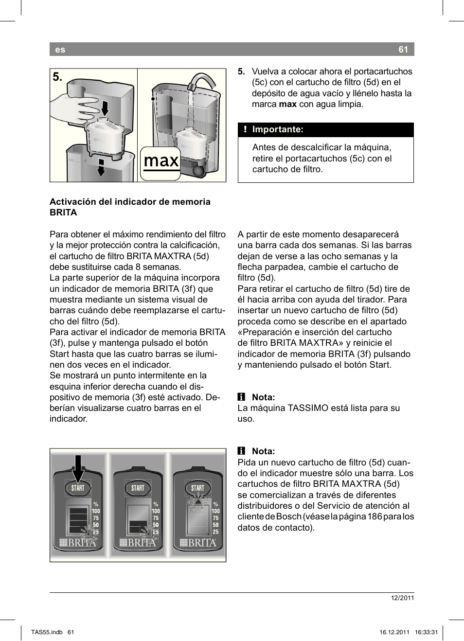 Bosch TASSIMO Multi-Getränke-Automat T55 TAS5544 linen white weiß User Manual | Page 63 / 190