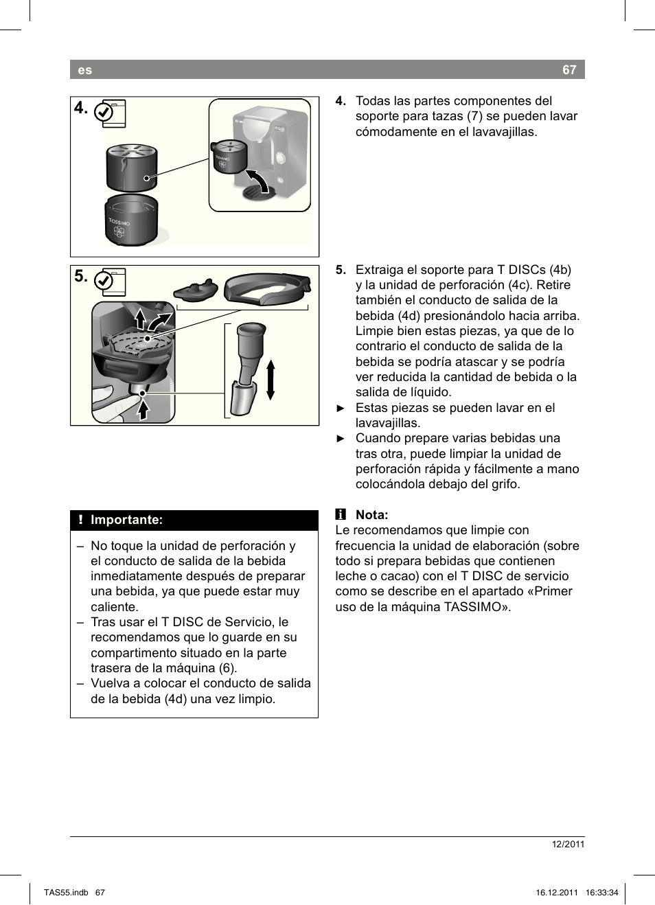 Bosch TASSIMO Multi-Getränke-Automat T55 TAS5544 linen white weiß User Manual | Page 69 / 190