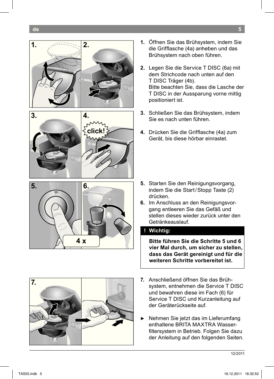 Bosch TASSIMO Multi-Getränke-Automat T55 TAS5544 linen white weiß User Manual | Page 7 / 190