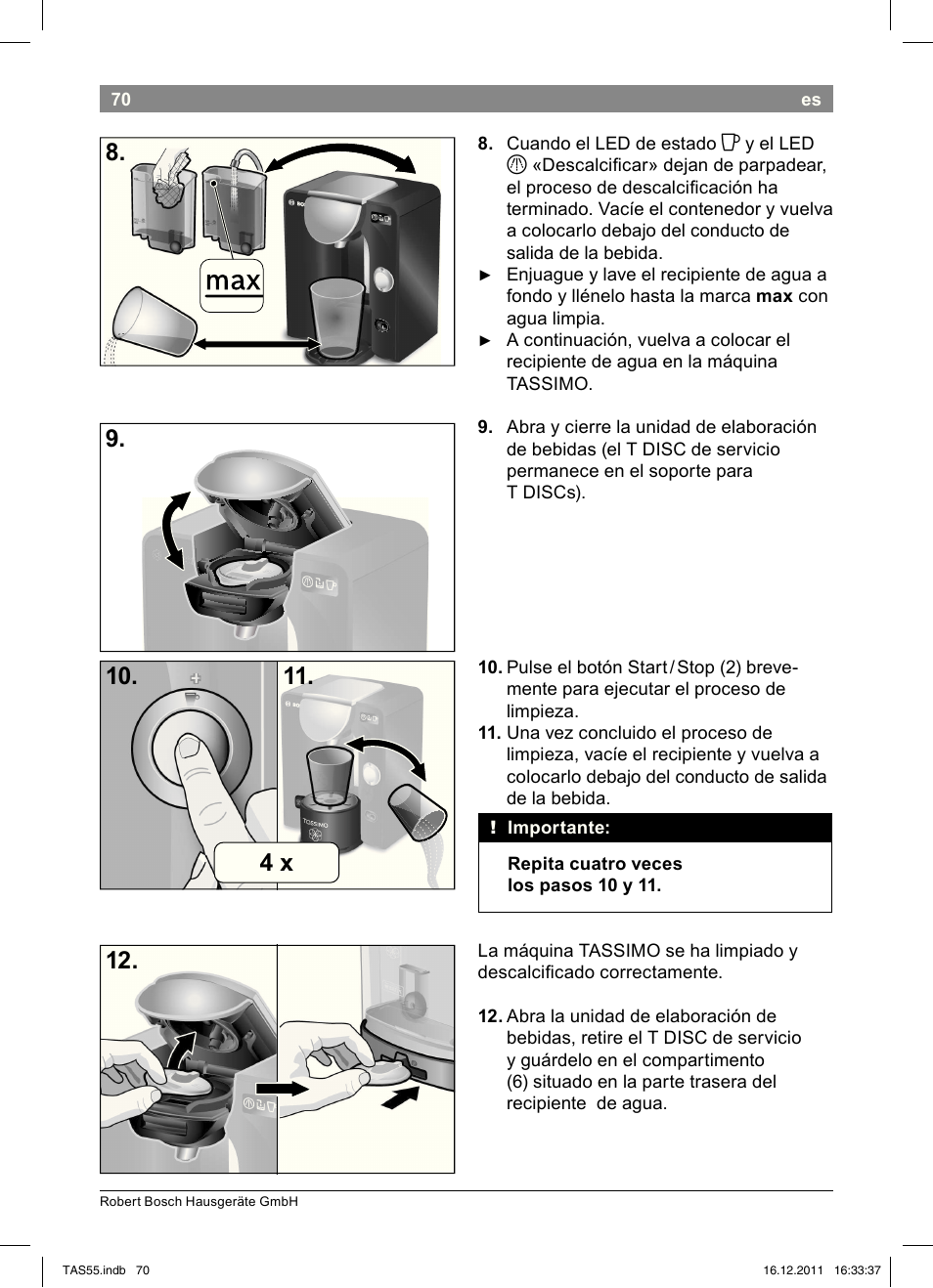 Bosch TASSIMO Multi-Getränke-Automat T55 TAS5544 linen white weiß User Manual | Page 72 / 190