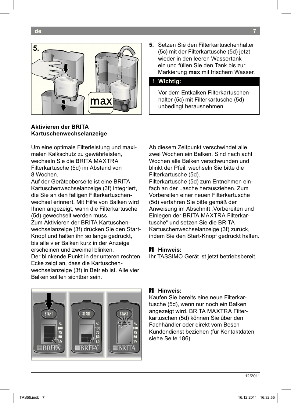 Bosch TASSIMO Multi-Getränke-Automat T55 TAS5544 linen white weiß User Manual | Page 9 / 190
