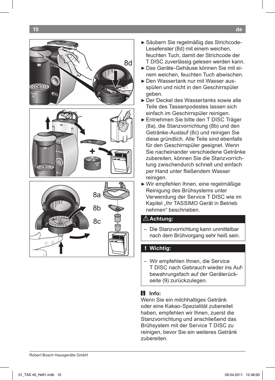 8a 8b 8c | Bosch Multigetränkesystem TAS4011 Silk Silver anthrazit User Manual | Page 12 / 154