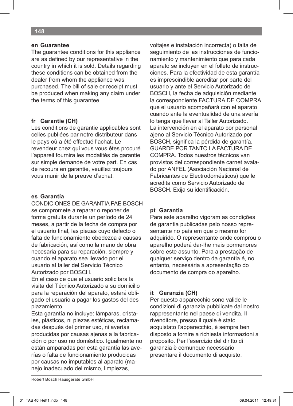 Bosch Multigetränkesystem TAS4011 Silk Silver anthrazit User Manual | Page 150 / 154