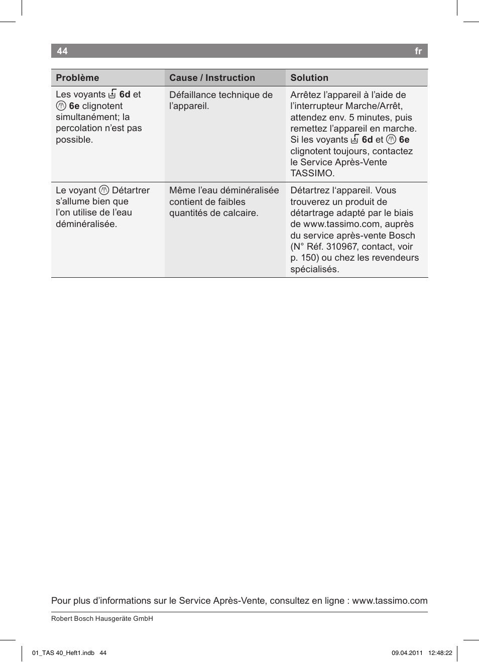 Bosch Multigetränkesystem TAS4011 Silk Silver anthrazit User Manual | Page 46 / 154