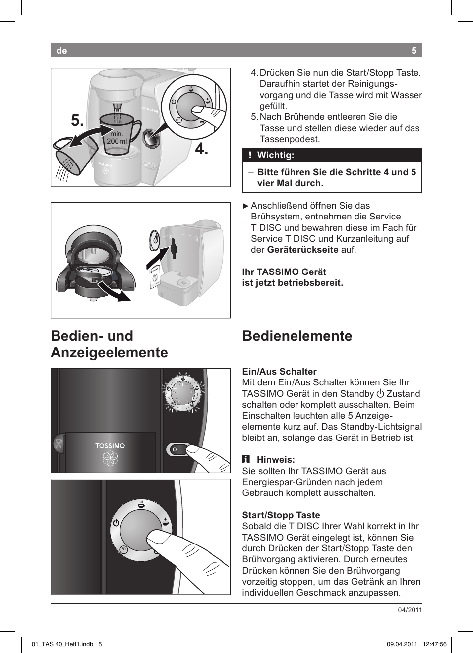 Bedien­!und! anzeigeelemente bedienelemente | Bosch Multigetränkesystem TAS4011 Silk Silver anthrazit User Manual | Page 7 / 154