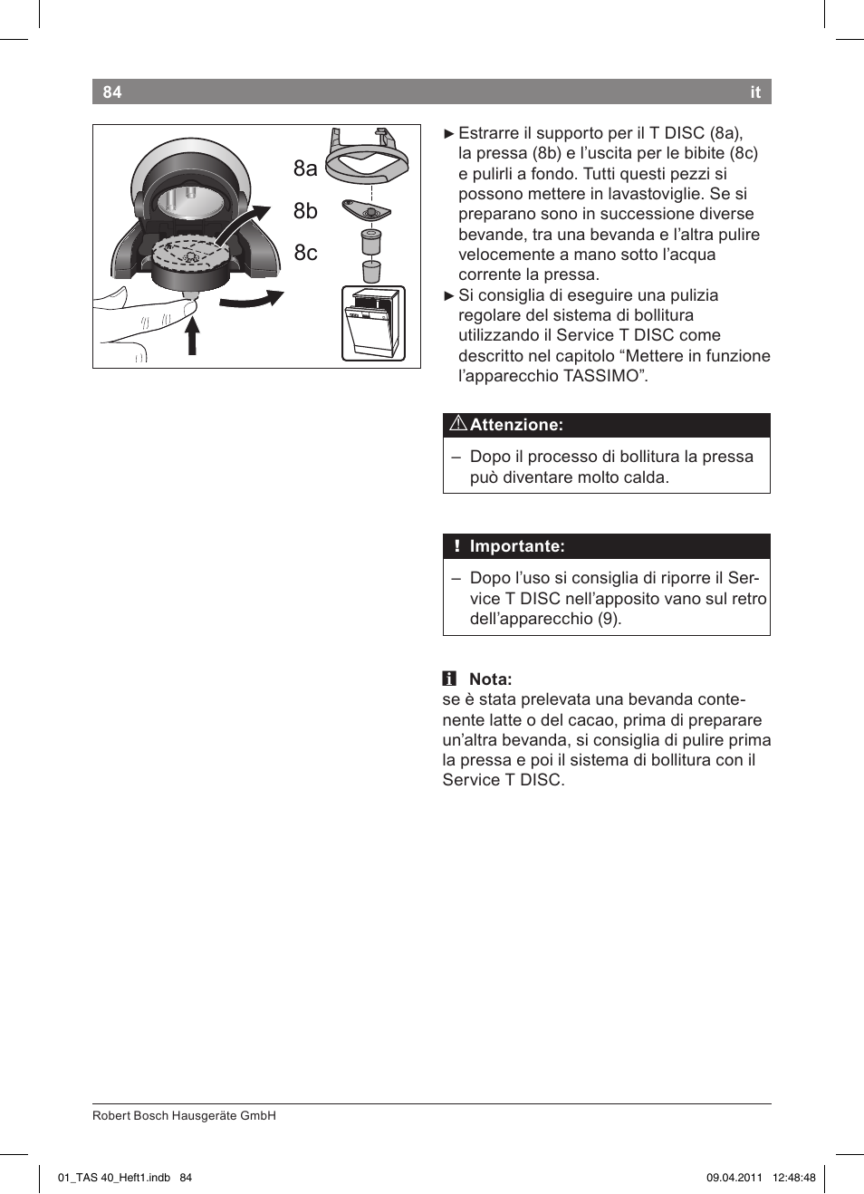 8a 8b 8c | Bosch Multigetränkesystem TAS4011 Silk Silver anthrazit User Manual | Page 86 / 154