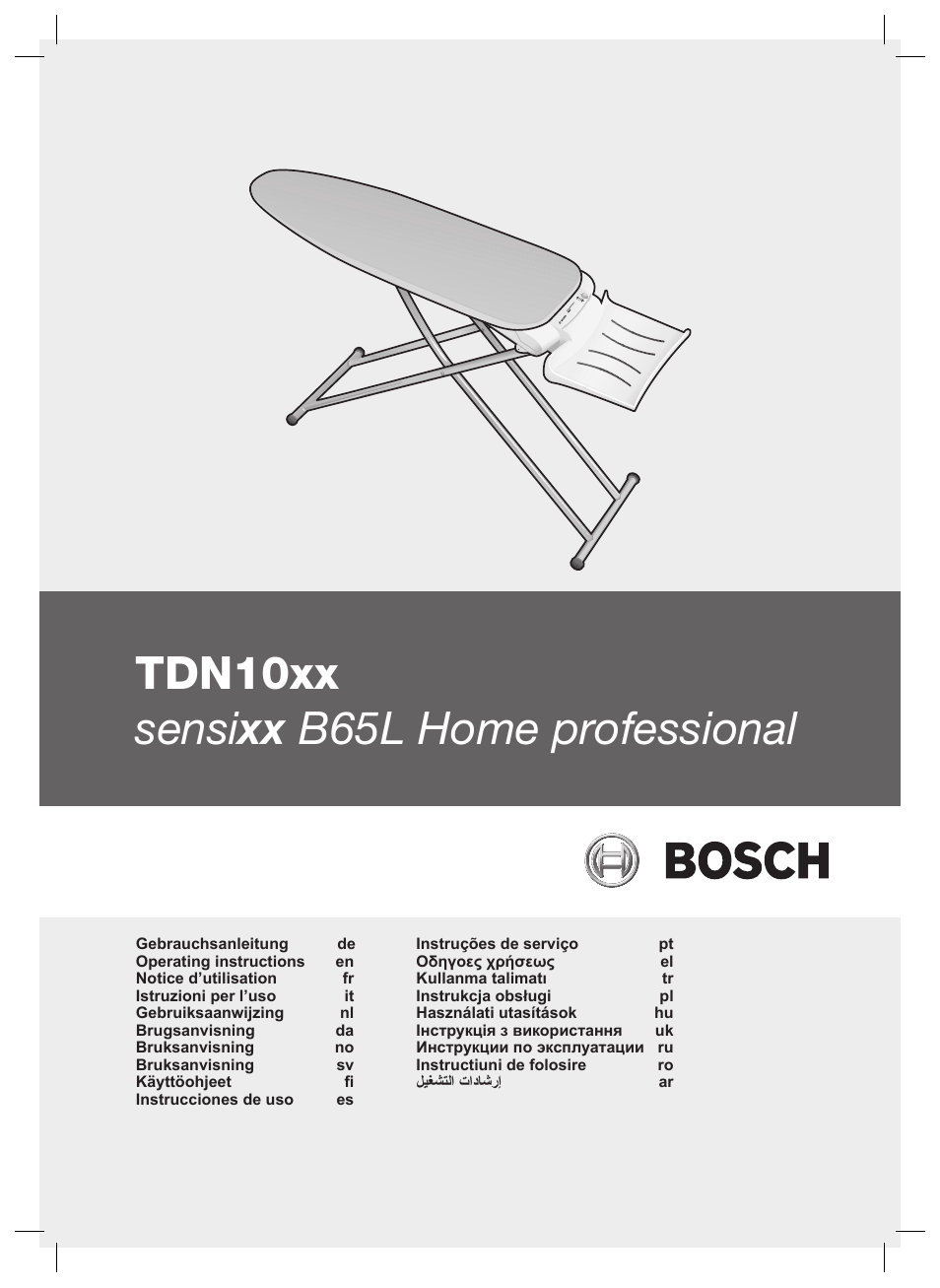 Bosch TDN1010N anthrazit silber Aktiv-Bügeltisch HomeProfessional User Manual | 61 pages