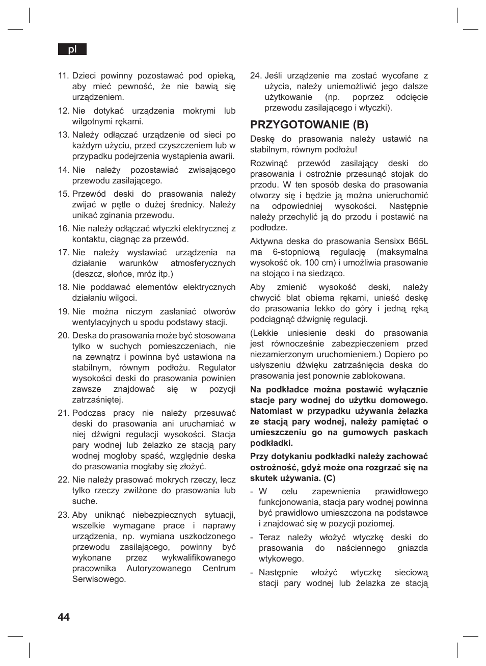 Przygotowanie (b) | Bosch TDN1010N anthrazit silber Aktiv-Bügeltisch HomeProfessional User Manual | Page 43 / 61