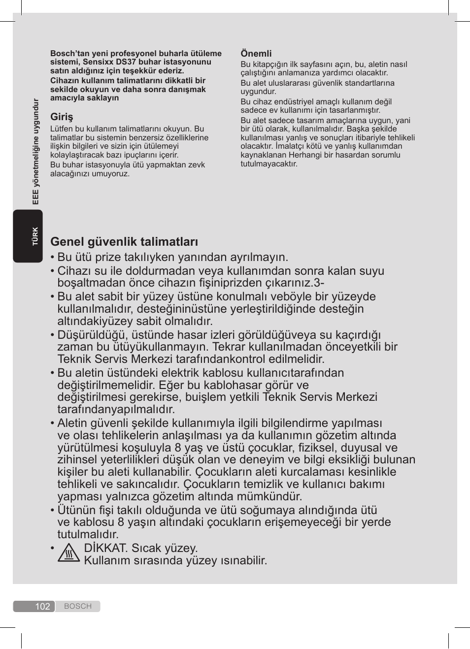 Bosch TDS372410E weiß grün Dampfstation Sensixx DS37 ProEnergy User Manual | Page 102 / 160