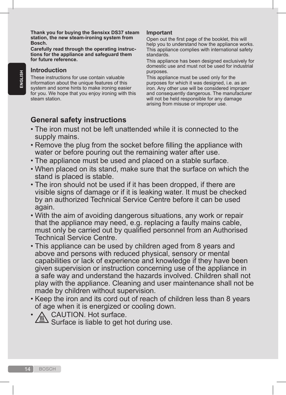 Bosch TDS372410E weiß grün Dampfstation Sensixx DS37 ProEnergy User Manual | Page 14 / 160