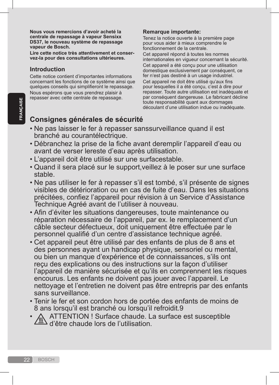 Bosch TDS372410E weiß grün Dampfstation Sensixx DS37 ProEnergy User Manual | Page 22 / 160