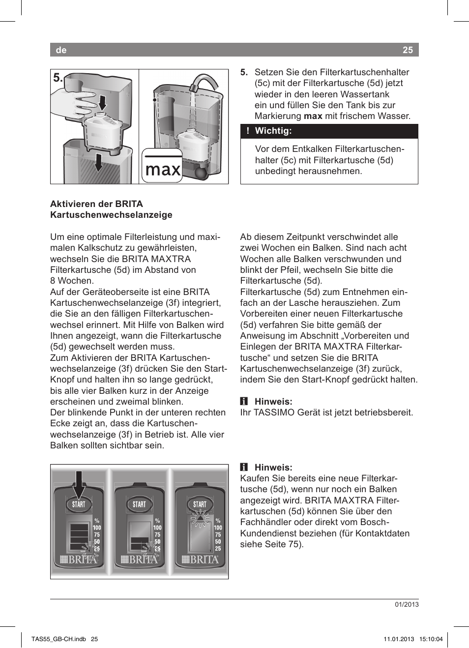 Bosch TASSIMO Multi-Getränke-Automat T55 TAS5542 opal black schwarz User Manual | Page 23 / 74