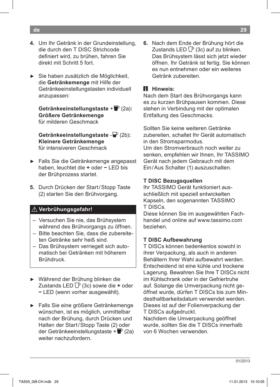 Bosch TASSIMO Multi-Getränke-Automat T55 TAS5542 opal black schwarz User Manual | Page 27 / 74