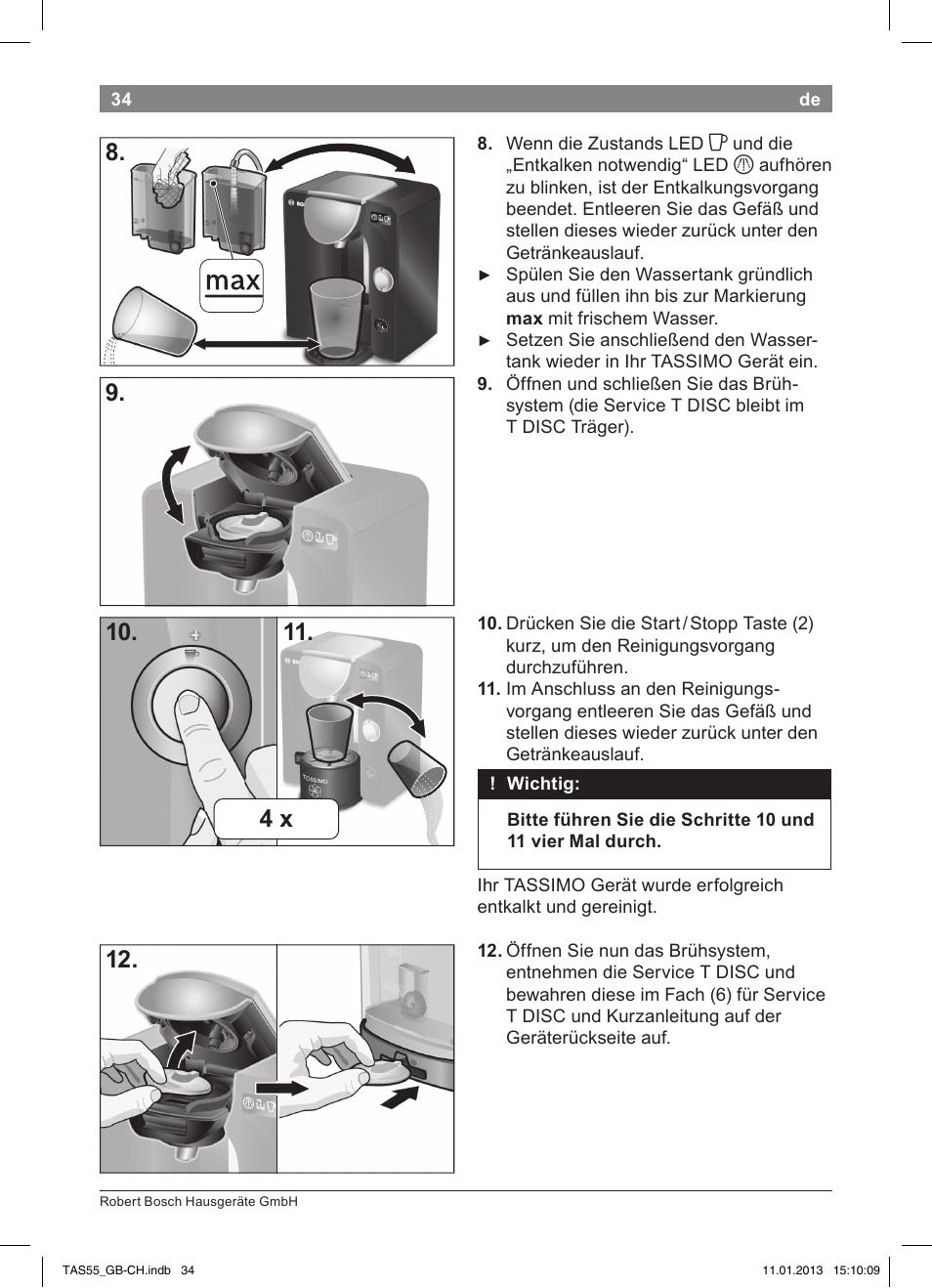 Bosch TASSIMO Multi-Getränke-Automat T55 TAS5542 opal black schwarz User Manual | Page 32 / 74