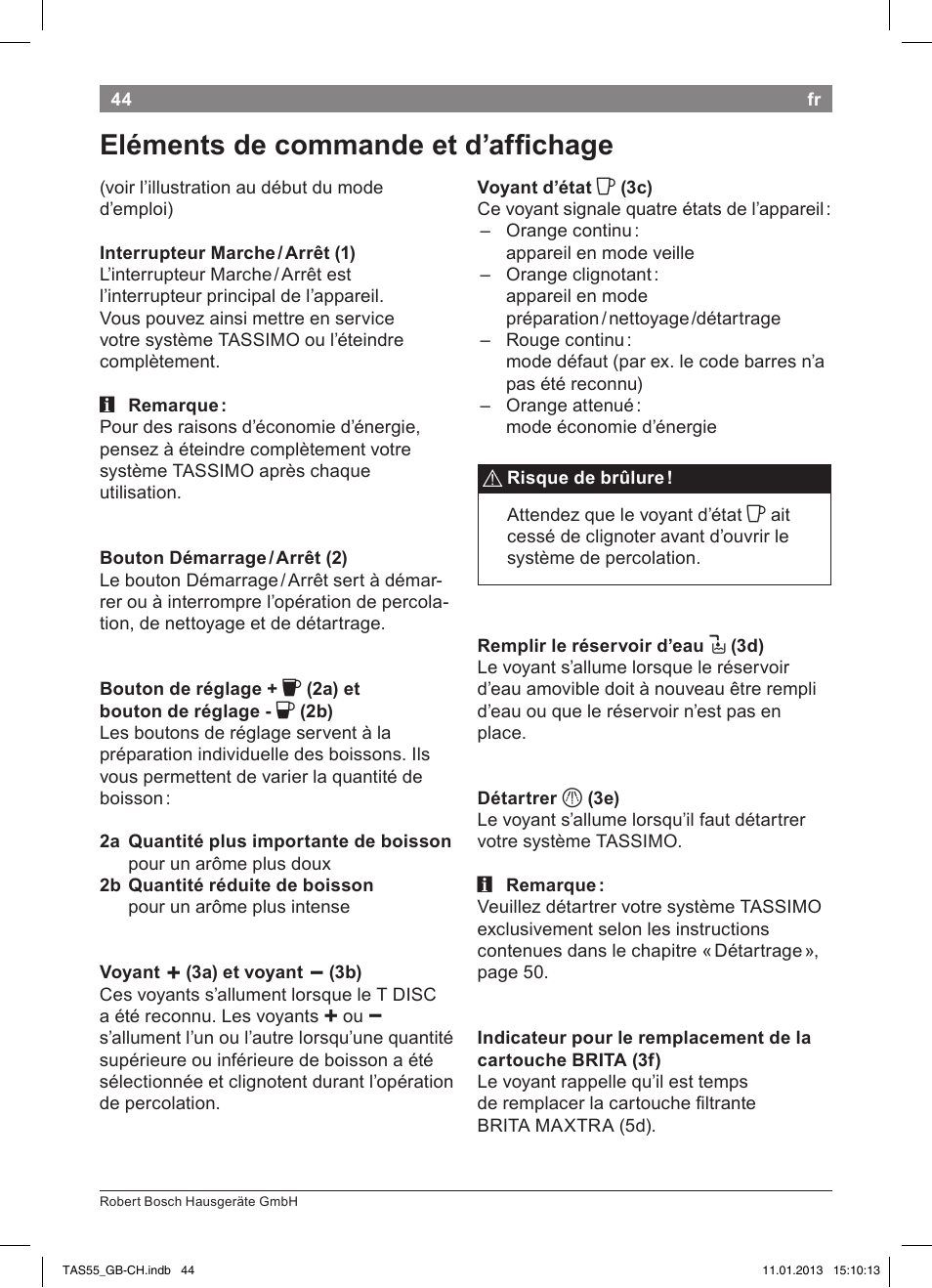 Eléments de commande et d’affichage | Bosch TASSIMO Multi-Getränke-Automat T55 TAS5542 opal black schwarz User Manual | Page 42 / 74