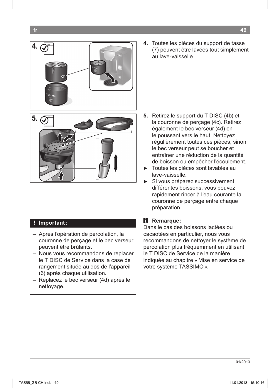 Bosch TASSIMO Multi-Getränke-Automat T55 TAS5542 opal black schwarz User Manual | Page 47 / 74