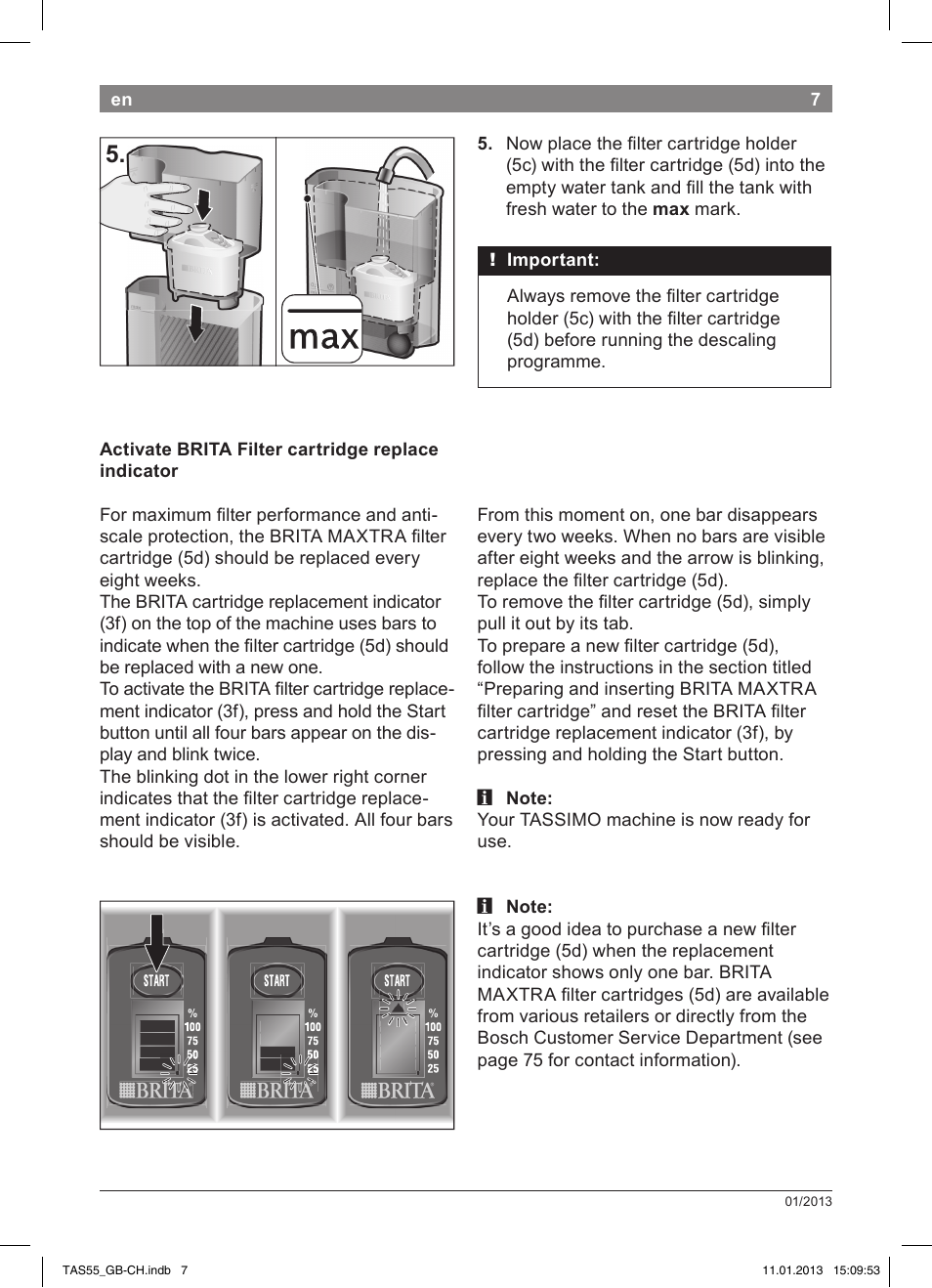 Bosch TASSIMO Multi-Getränke-Automat T55 TAS5542 opal black schwarz User Manual | Page 5 / 74