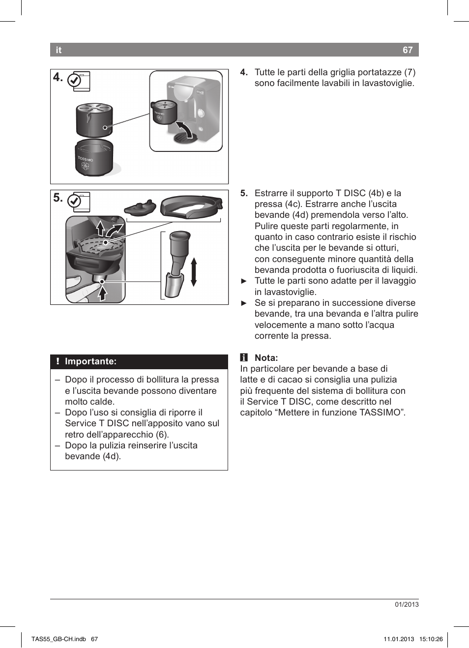 Bosch TASSIMO Multi-Getränke-Automat T55 TAS5542 opal black schwarz User Manual | Page 65 / 74