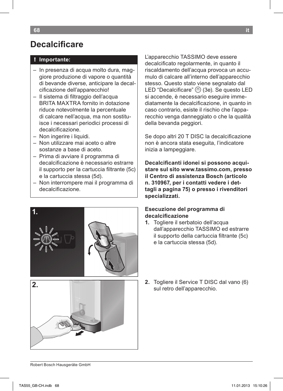 Decalcifi care | Bosch TASSIMO Multi-Getränke-Automat T55 TAS5542 opal black schwarz User Manual | Page 66 / 74