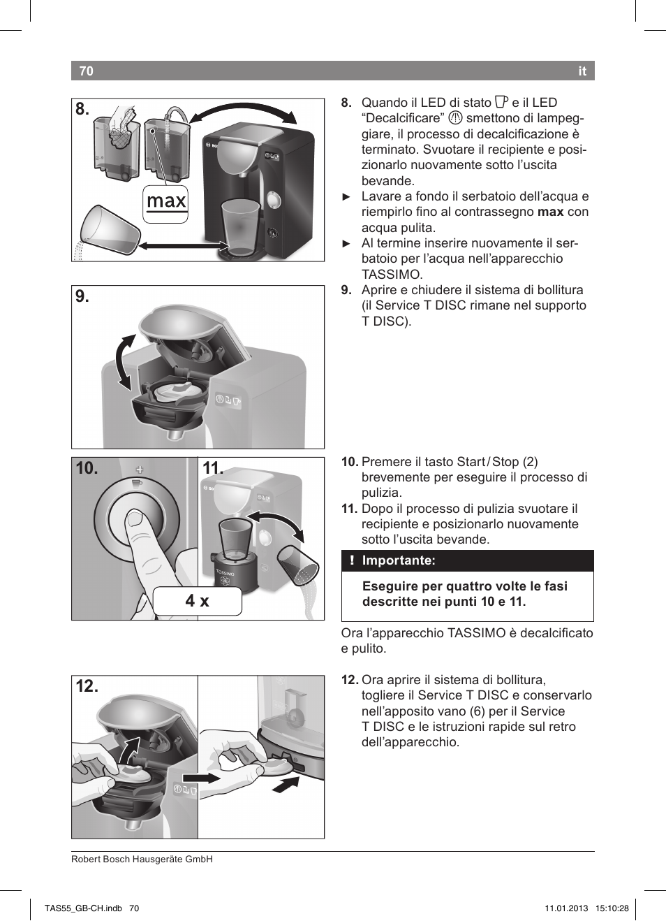 Bosch TASSIMO Multi-Getränke-Automat T55 TAS5542 opal black schwarz User Manual | Page 68 / 74