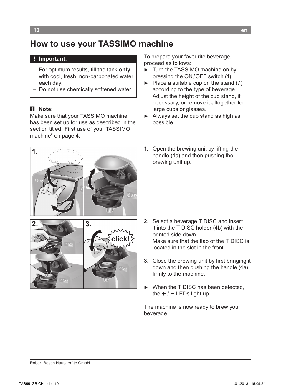 How to use your tassimo machine | Bosch TASSIMO Multi-Getränke-Automat T55 TAS5542 opal black schwarz User Manual | Page 8 / 74