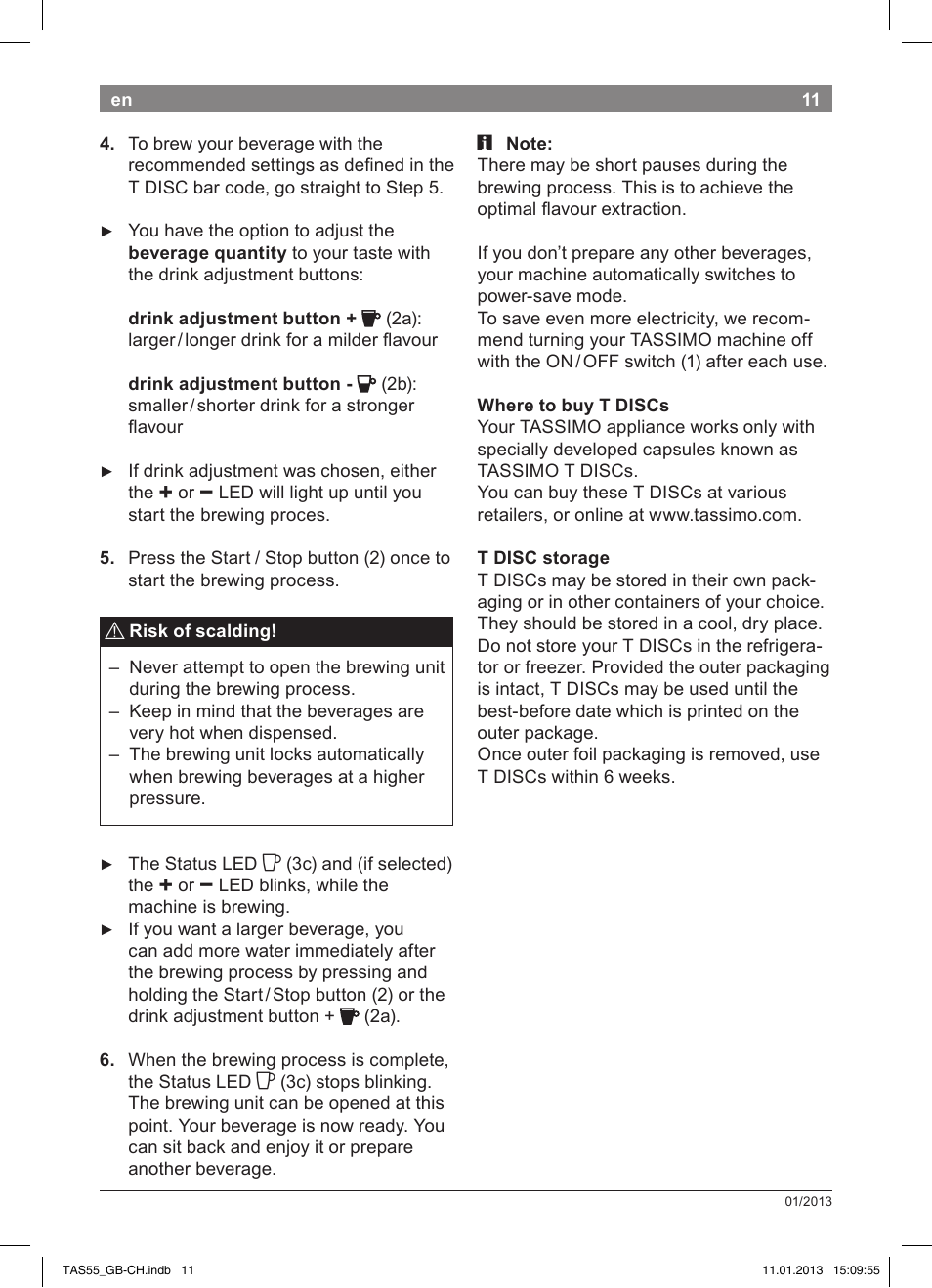 Bosch TASSIMO Multi-Getränke-Automat T55 TAS5542 opal black schwarz User Manual | Page 9 / 74