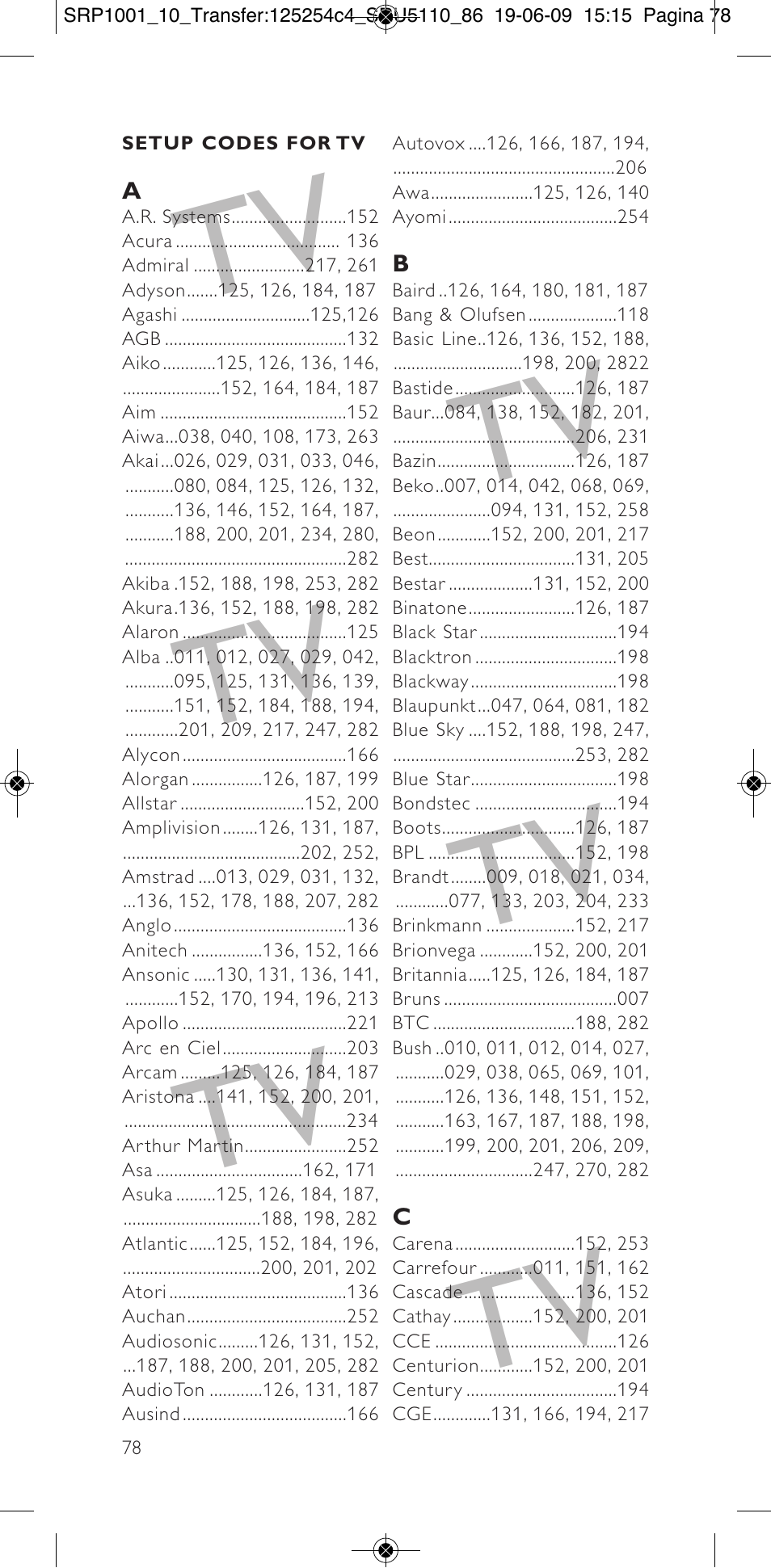 Philips SRP1001 User Manual | Page 78 / 96