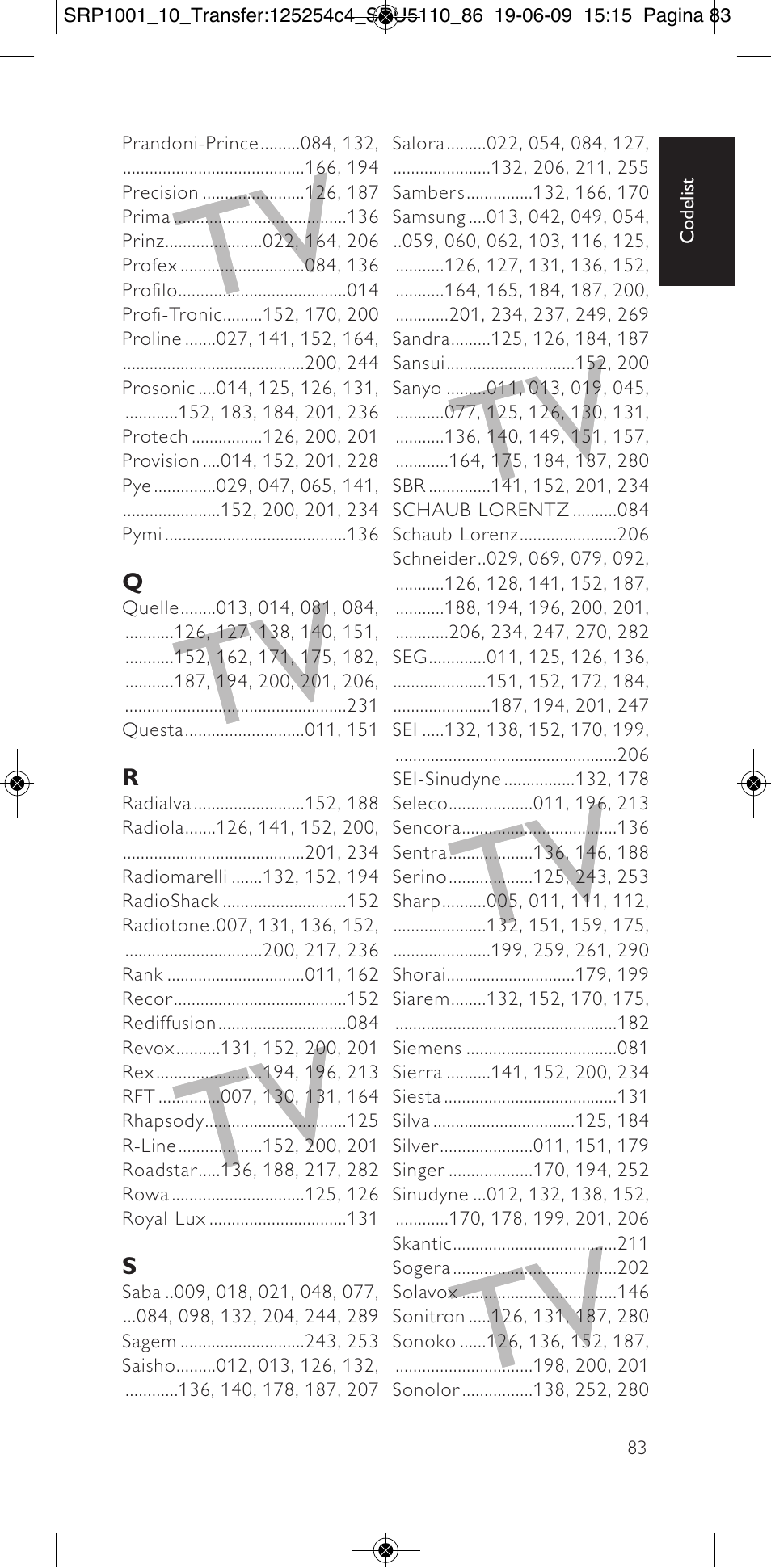 Philips SRP1001 User Manual | Page 83 / 96