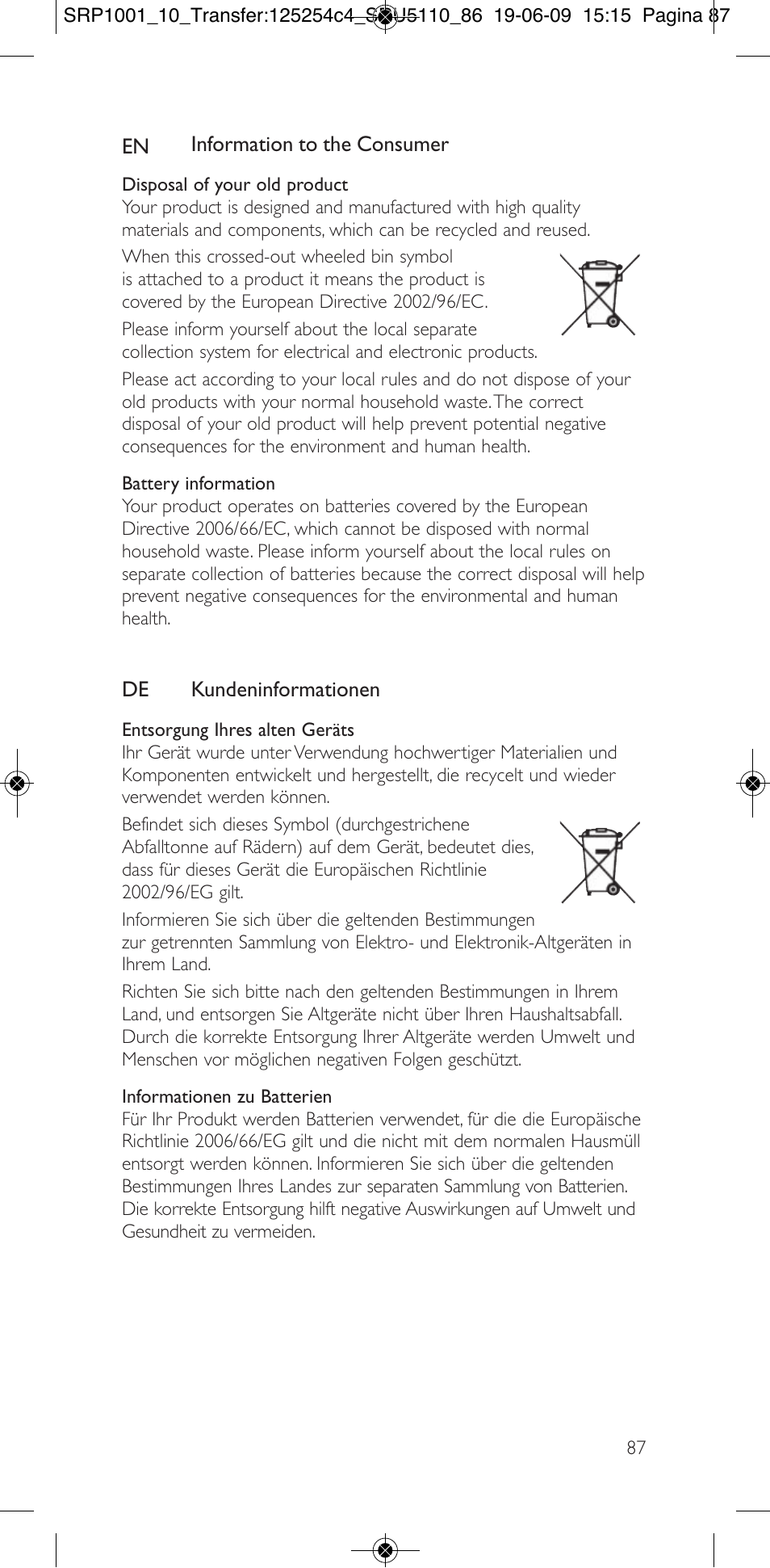 Philips SRP1001 User Manual | Page 87 / 96