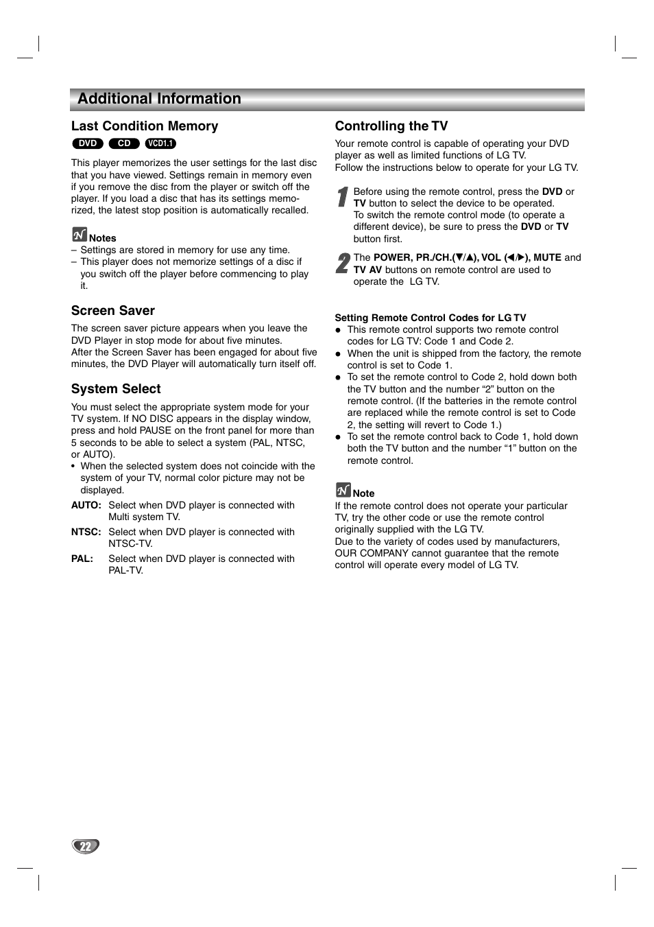 Additional information | LG DS375 User Manual | Page 48 / 52