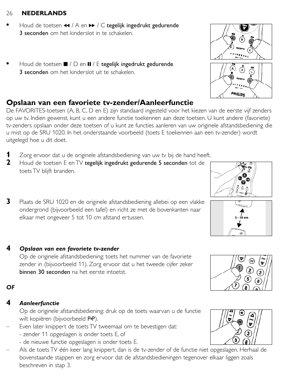 Opslaan van een favoriete tv-zender/aanleerfunctie | Philips SRU1020 User Manual | Page 25 / 107