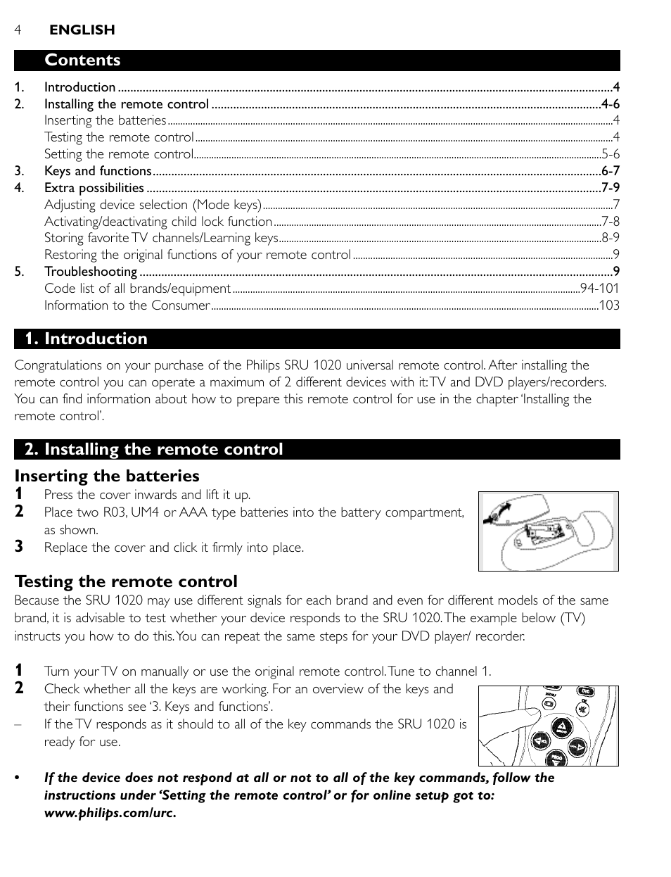 Philips SRU1020 User Manual | Page 3 / 107