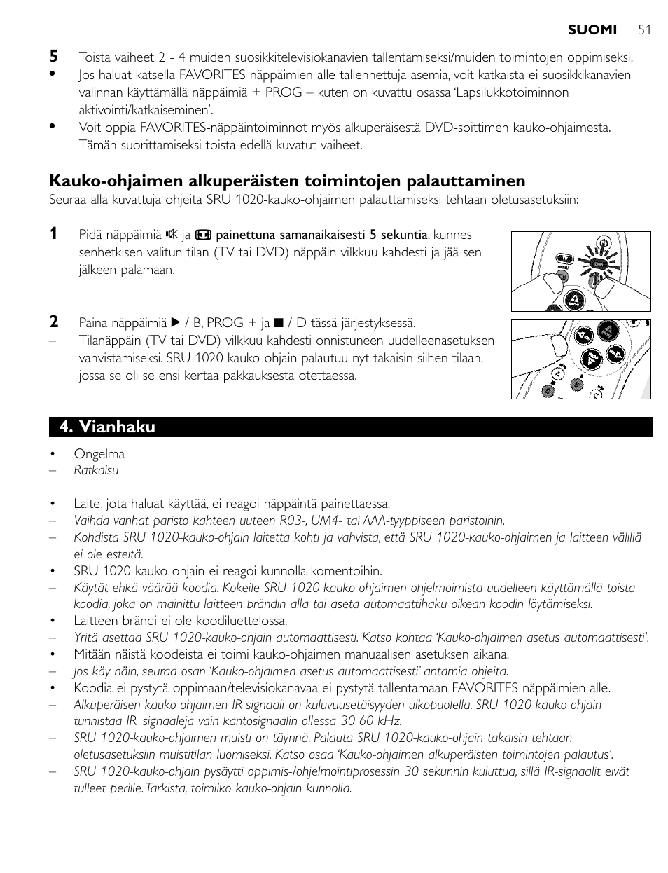 Vianhaku | Philips SRU1020 User Manual | Page 50 / 107