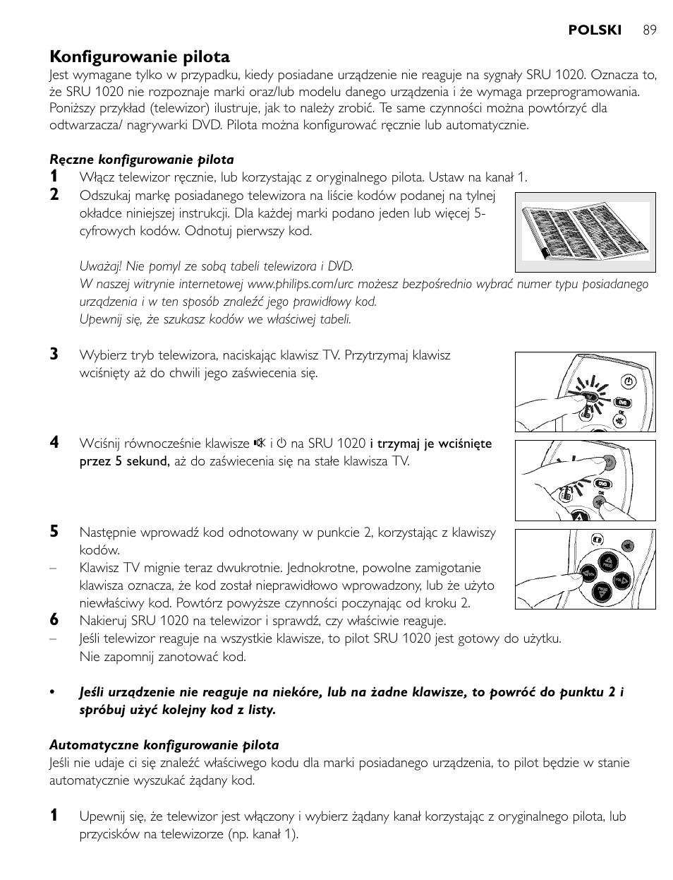 Konfigurowanie pilota | Philips SRU1020 User Manual | Page 88 / 107