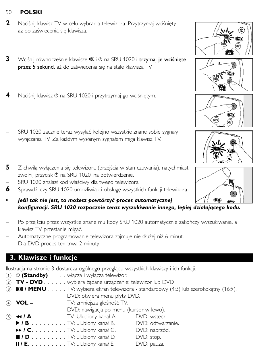 Klawisze i funkcje | Philips SRU1020 User Manual | Page 89 / 107