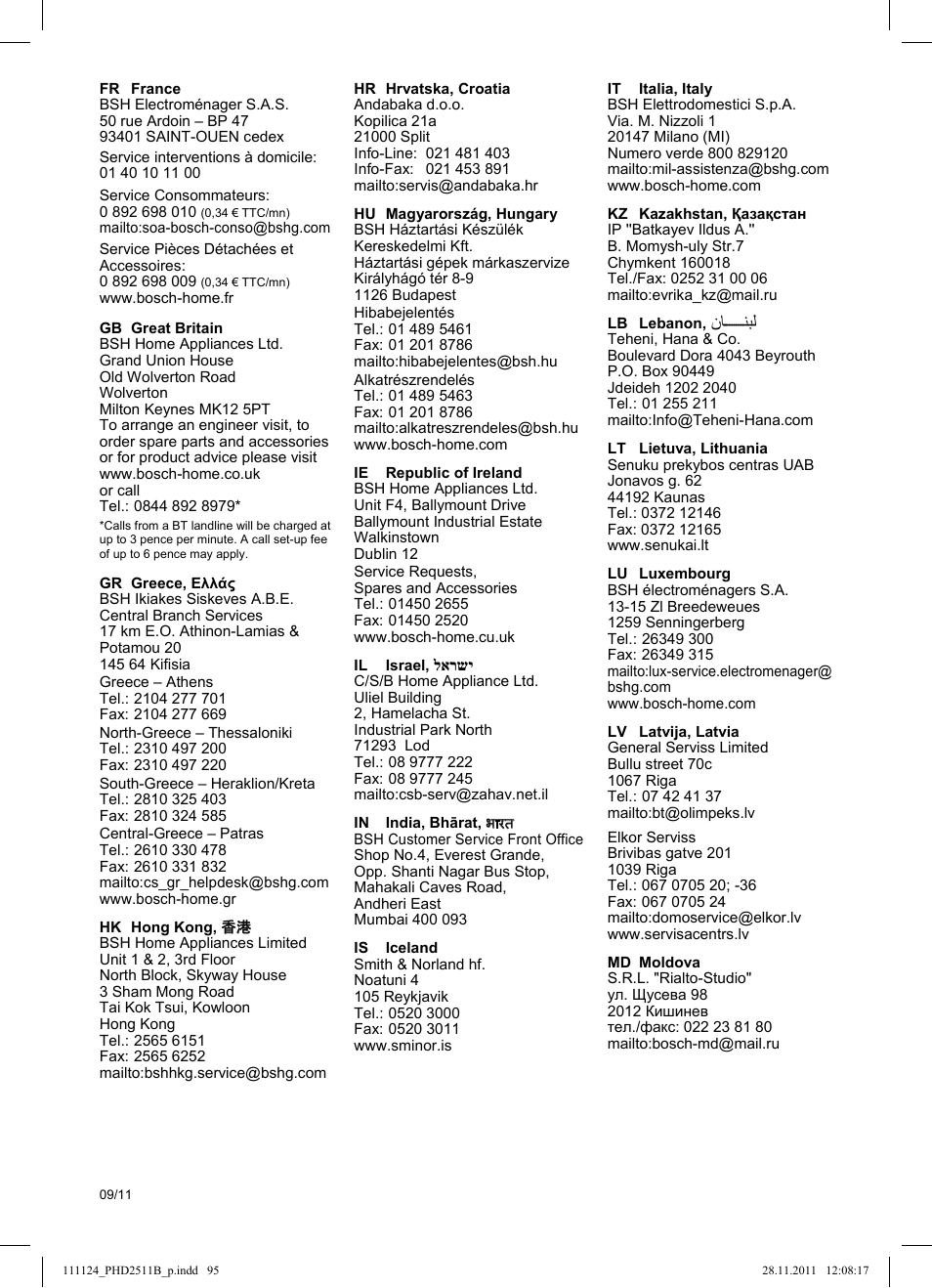 Bosch PHD2511 Haartrockner StarShine DryStyle User Manual | Page 97 / 100