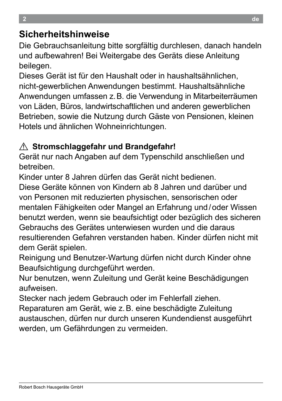 Sicherheitshinweise | Bosch PHS5987S Keratin Advance Haarglätter SYOSS Glanzversiegelungs-Fluid User Manual | Page 6 / 132