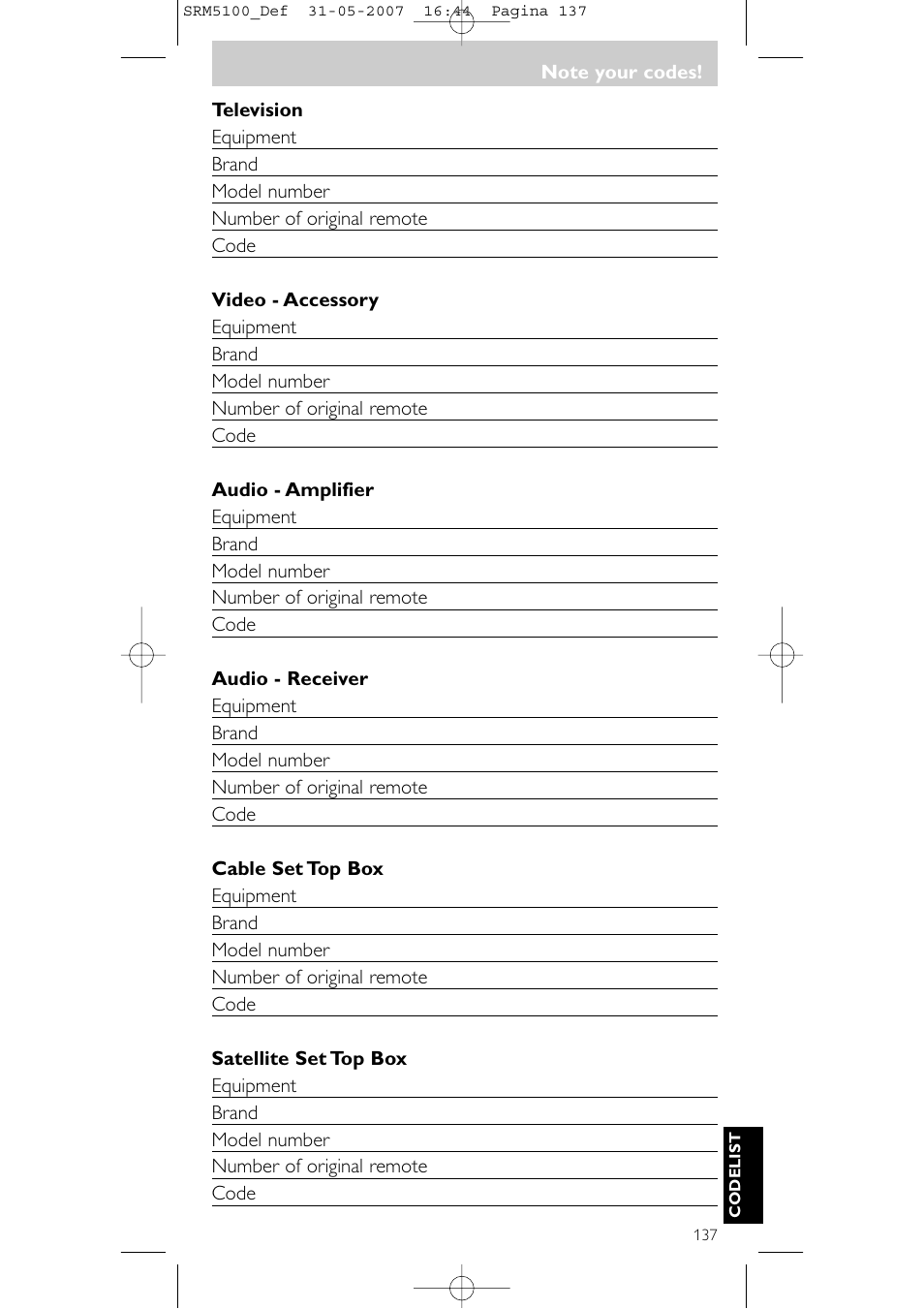 Philips SRM5100 User Manual | Page 137 / 144