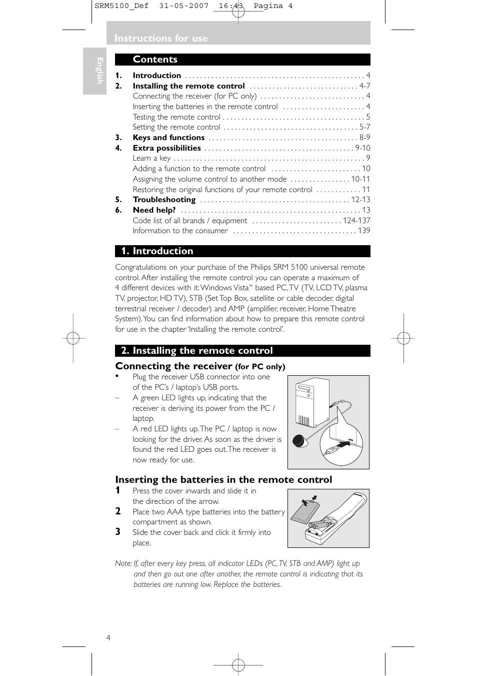 Philips SRM5100 User Manual | Page 4 / 144