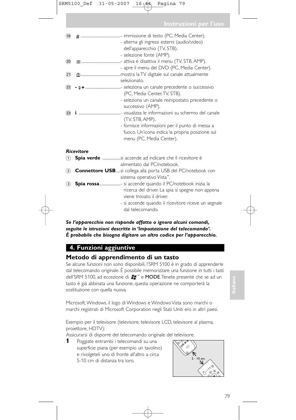 Instruzioni per l'uso | Philips SRM5100 User Manual | Page 79 / 144