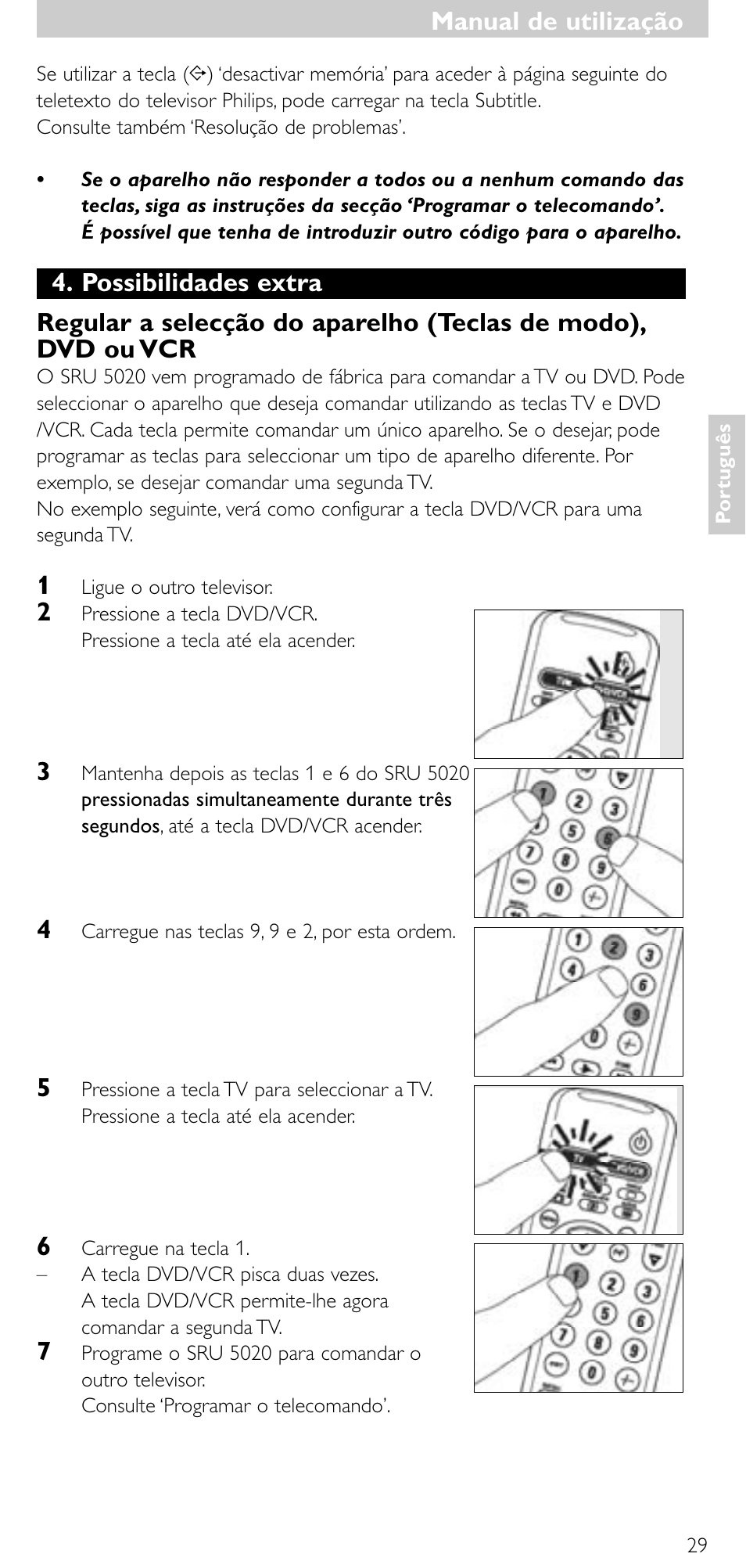 Manual de utilização | Philips SRU 5020/87 User Manual | Page 28 / 83