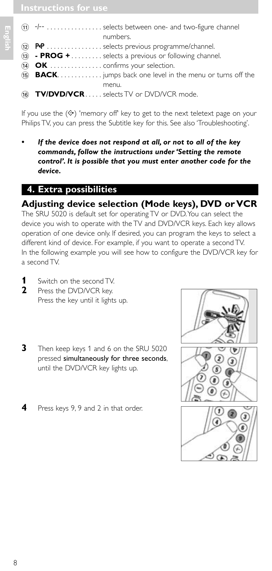 Instructions for use | Philips SRU 5020/87 User Manual | Page 7 / 83