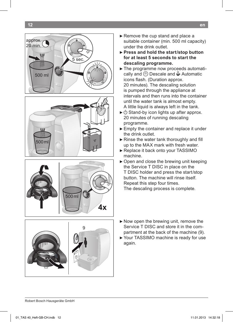 Bosch Multigetränkesystem TAS4011 Silk Silver anthrazit User Manual | Page 12 / 58