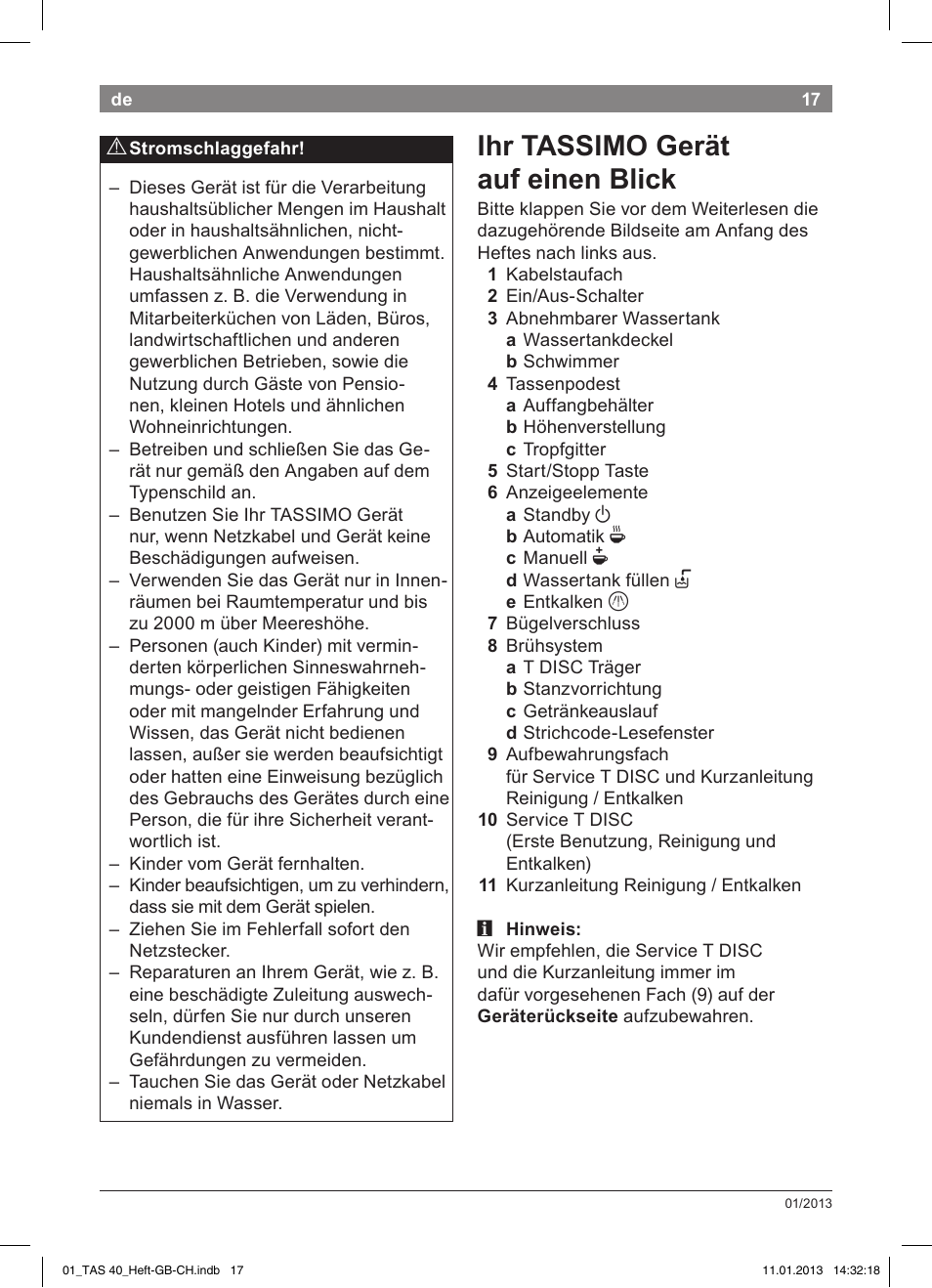 Ihr!!tassimo!gerät! auf!einen!blick | Bosch Multigetränkesystem TAS4011 Silk Silver anthrazit User Manual | Page 17 / 58