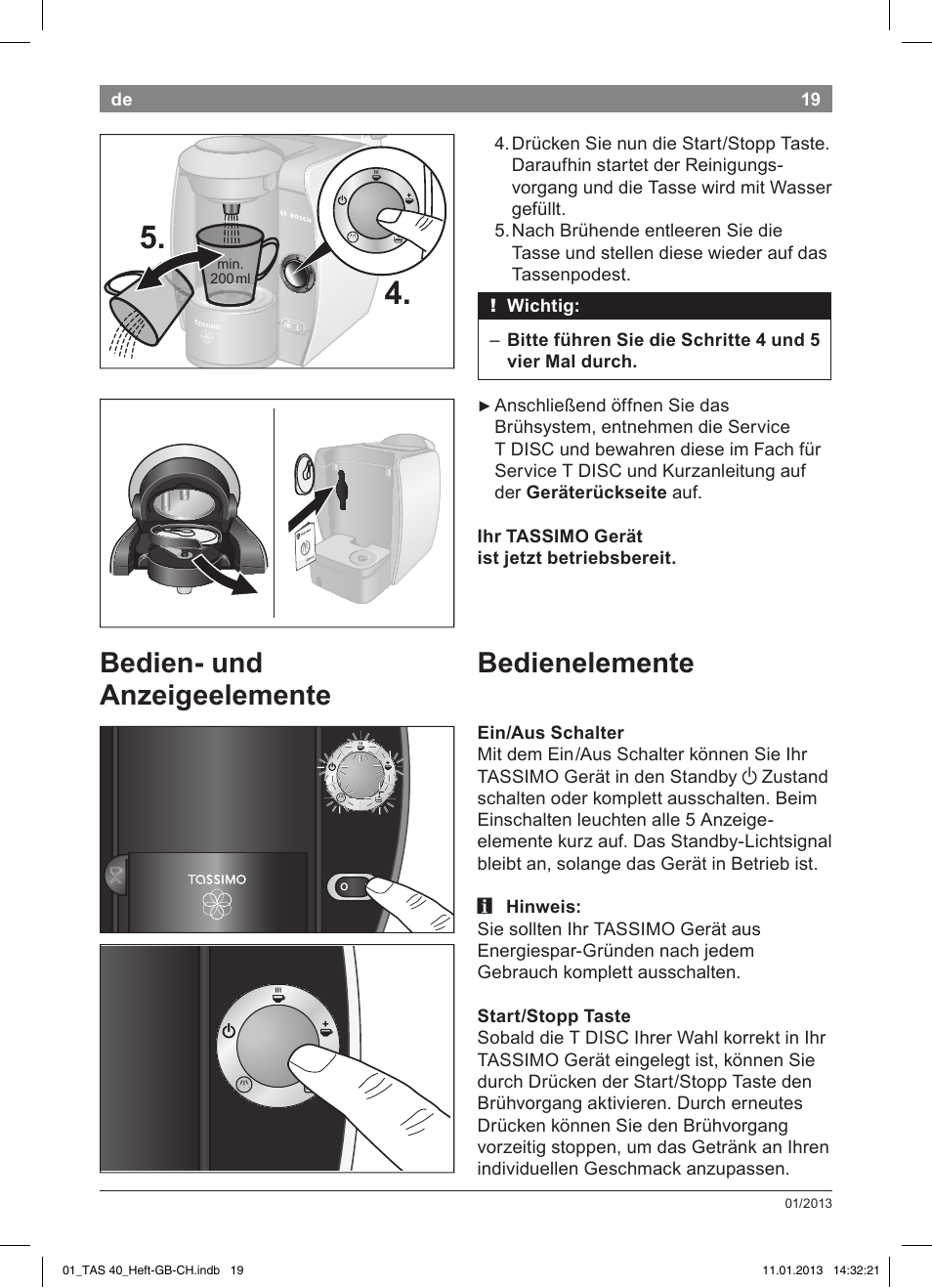 Bedien-!und! anzeigeelemente bedienelemente | Bosch Multigetränkesystem TAS4011 Silk Silver anthrazit User Manual | Page 19 / 58