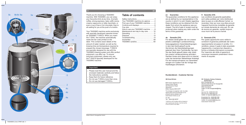 Bosch Multigetränkesystem TAS4011 Silk Silver anthrazit User Manual | Page 2 / 58