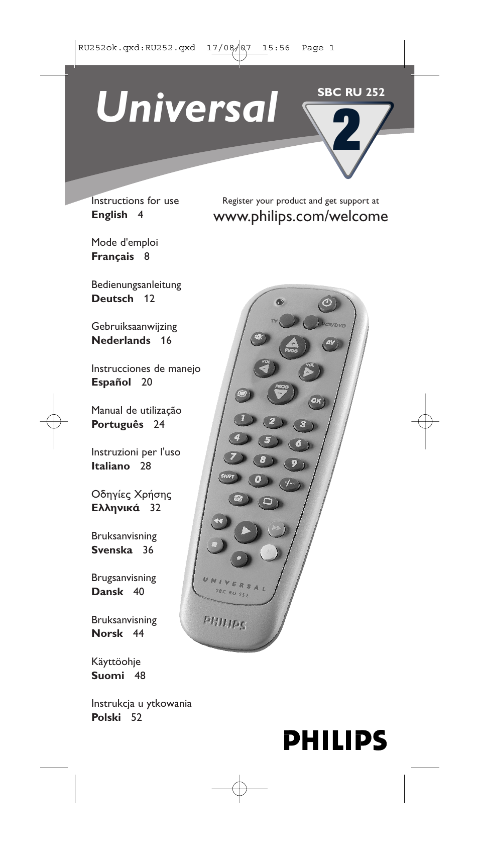 Philips SBCRU252 User Manual | 72 pages